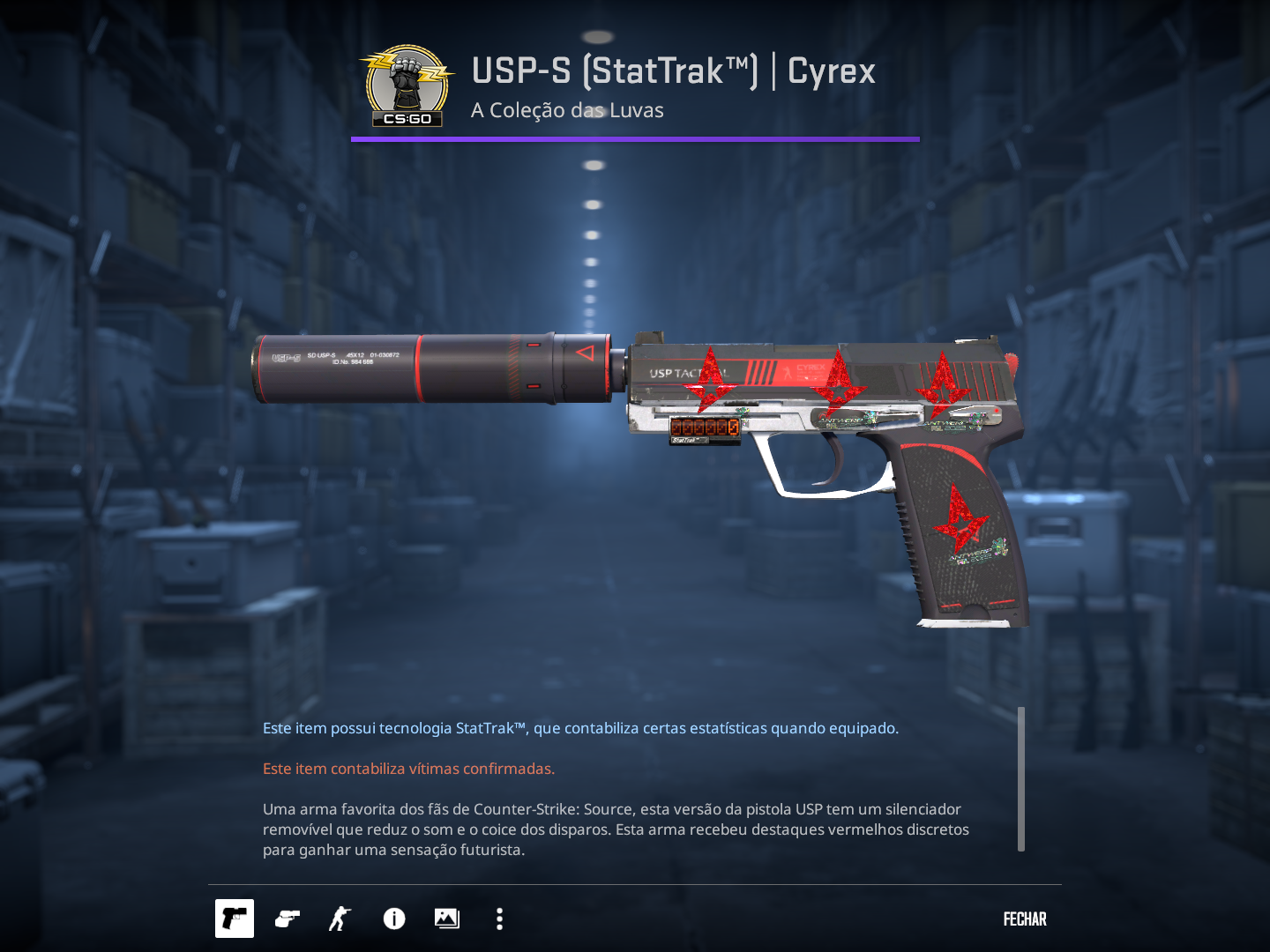 (Ação Relâmpago) AK-47 | Legion of Anubis – USP-S StatTrak™ / Minimal Wear – Cyrex