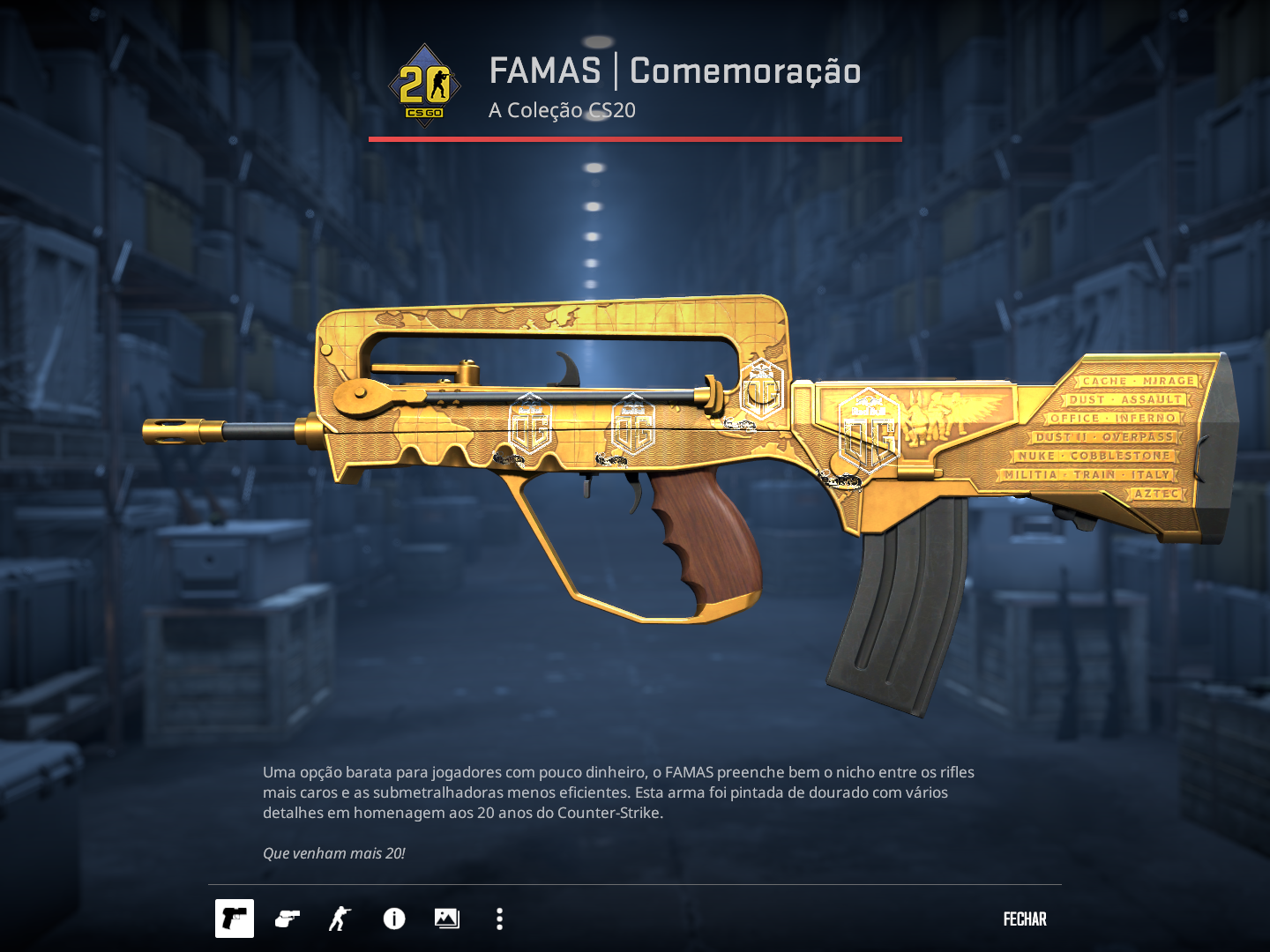 (Ação Relâmpago) FAMAS / Minimal Wear Commemoration – StatTrak™ AWP / Field-Tested Mortis