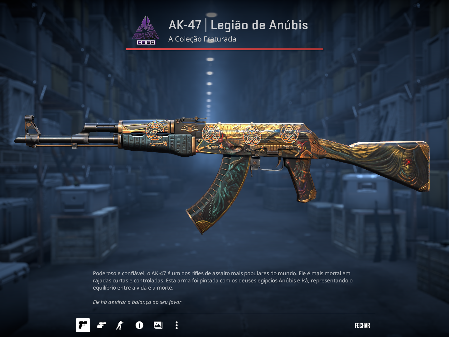 (AÇÃO RELÂMPAGO) AK-47 (Minimal Wear) Legion of Anubis Adesivada – StatTrak™ MP9 (Field-Tested) Food Chain