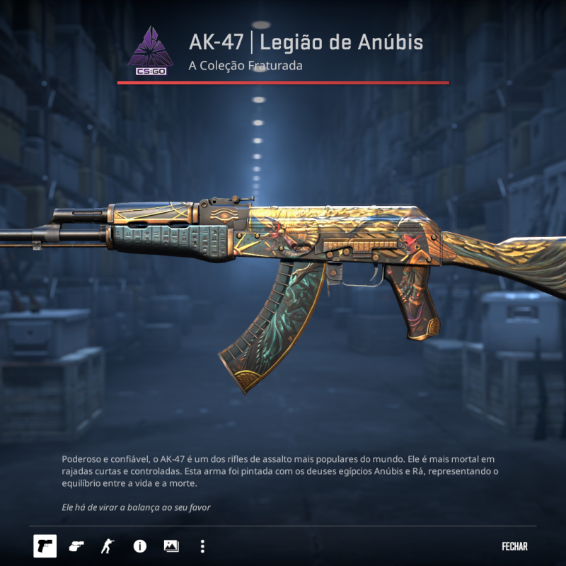 (Ação Relâmpago) AK-47 | Legion of Anubis – USP-S StatTrak™ / Minimal Wear – Cyrex