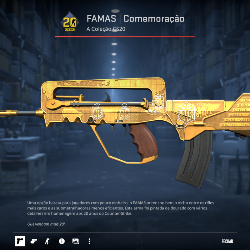 (Ação Relâmpago) FAMAS / Minimal Wear Commemoration – StatTrak™ AWP / Field-Tested Mortis