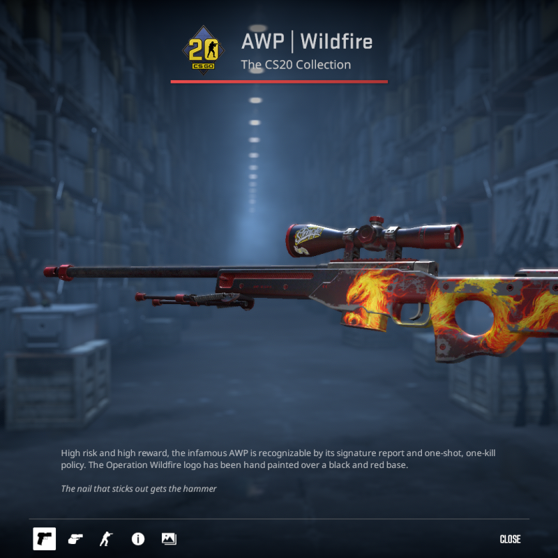 (Ação Relâmpago) AWP | Wildfire (Battle-Scarred) 0.45